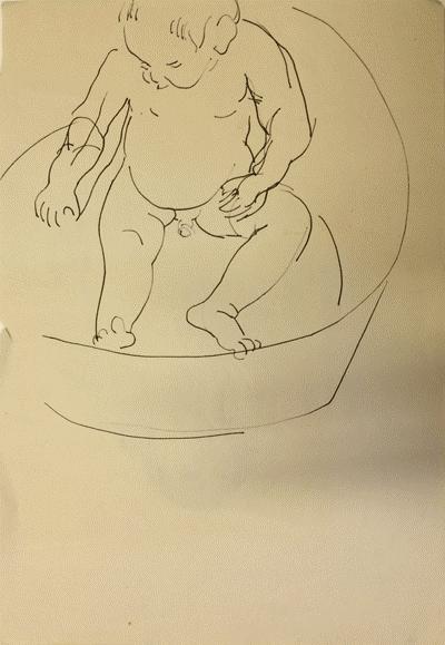 David Pequeño taking a bath